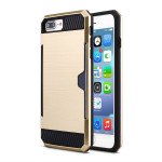 Wholesale iPhone 7 Credit Card Armor Hybrid Case (Champagne Gold)